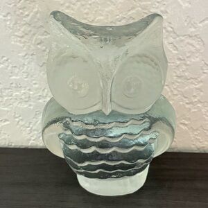 Vintage Viking Clear Glass Owl Figurine